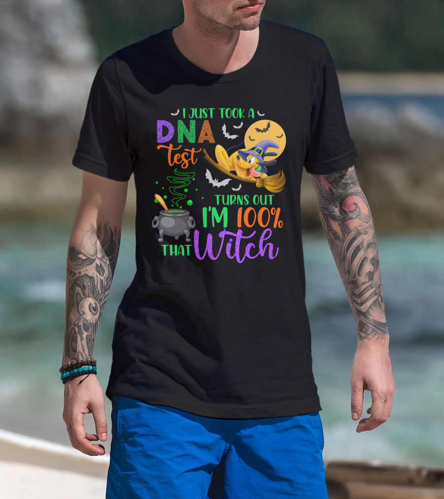 I Just Took A Dna Test Turns Out I'm 100% That Witch Halloween Bats Cauldron Pluto-D T-Shirt