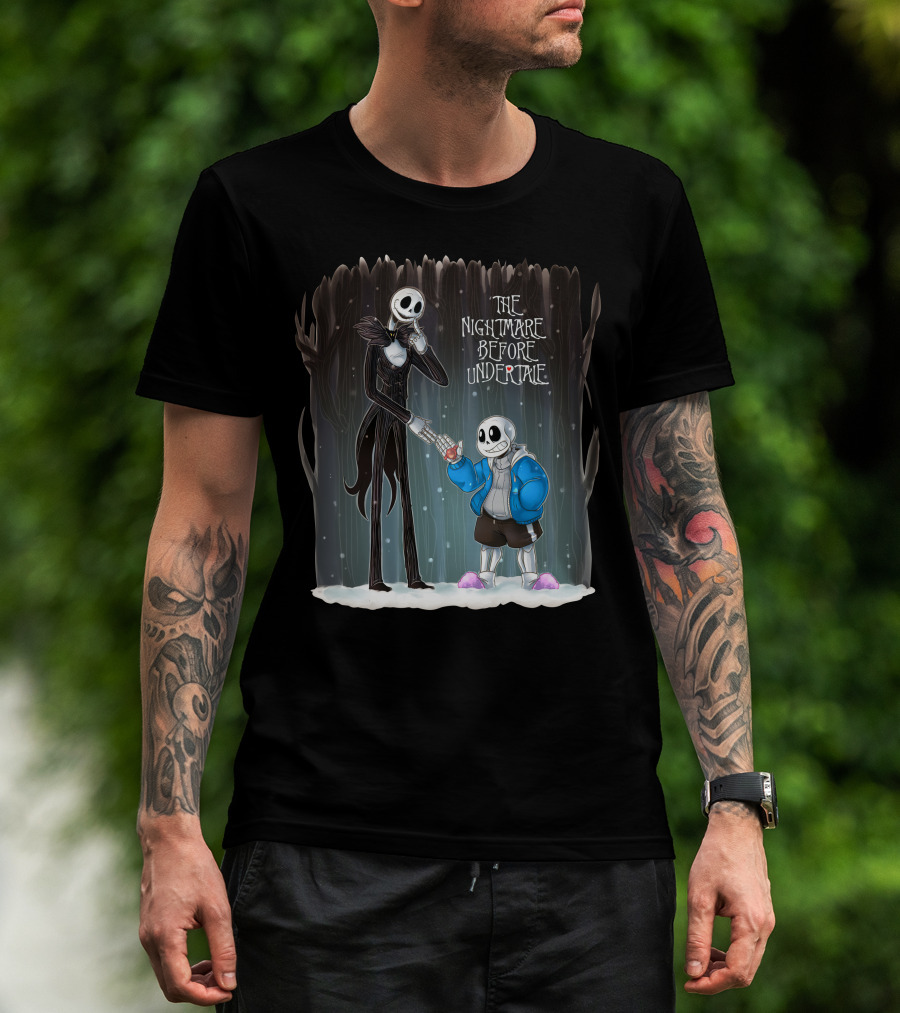 The Nightmare Before Undertale Skeleton Characters Collaboration T-Shirt