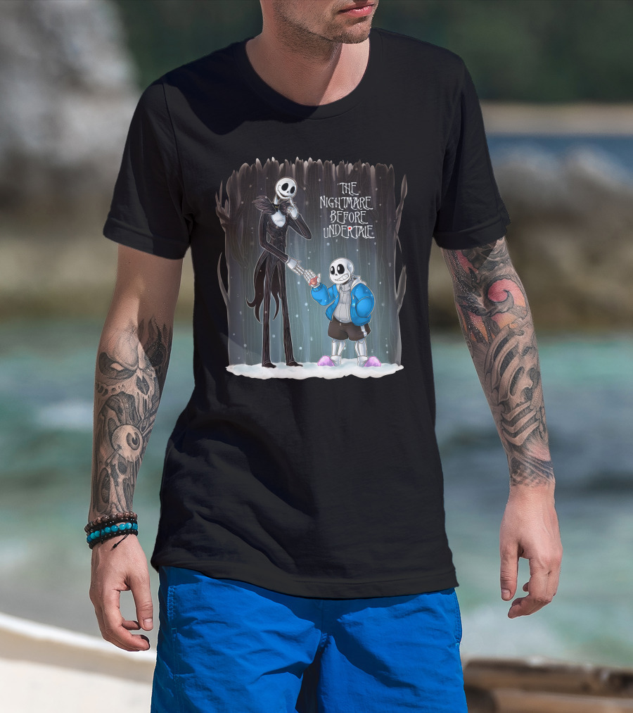 The Nightmare Before Undertale Skeleton Characters Collaboration T-Shirt