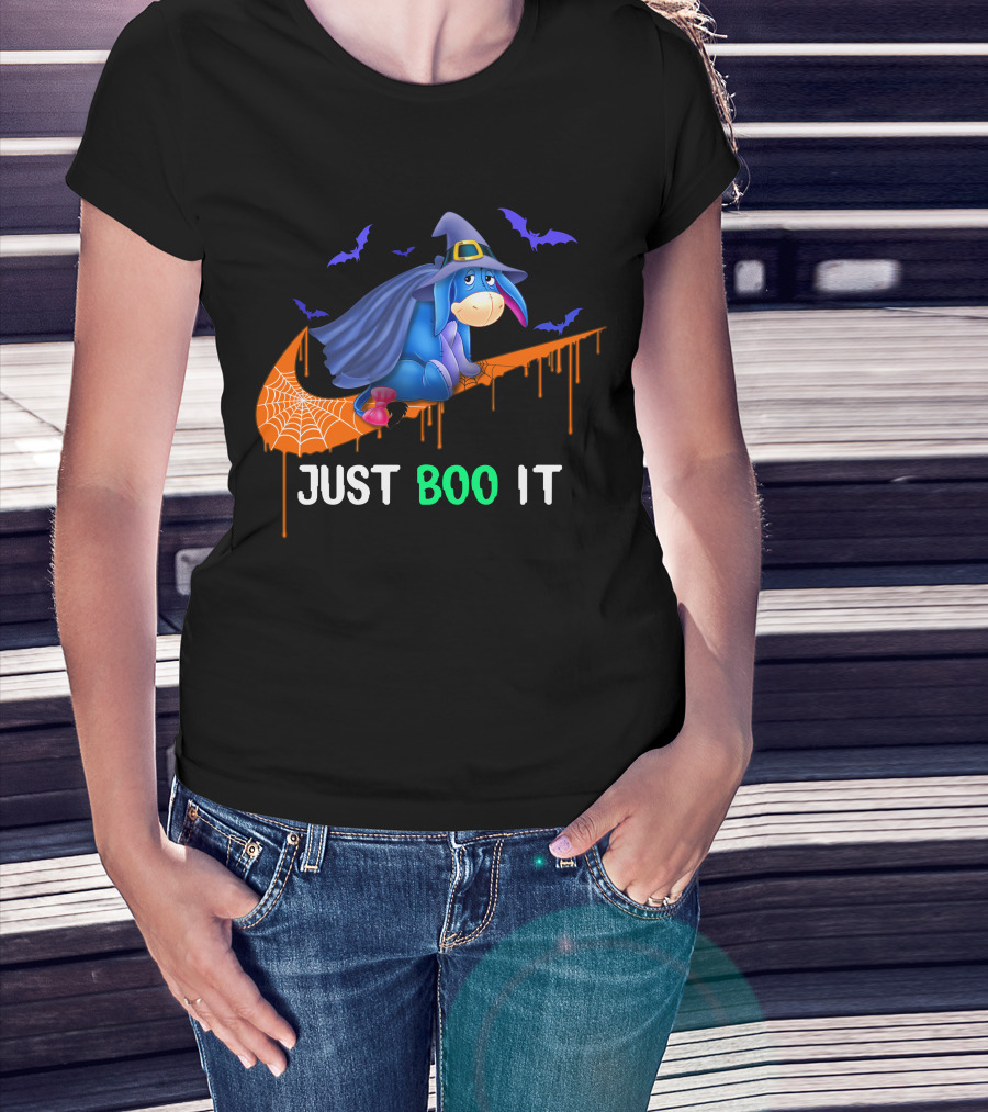 Just Boo It Eeyore Nike Witch Halloween Bats Cobweb T-Shirt