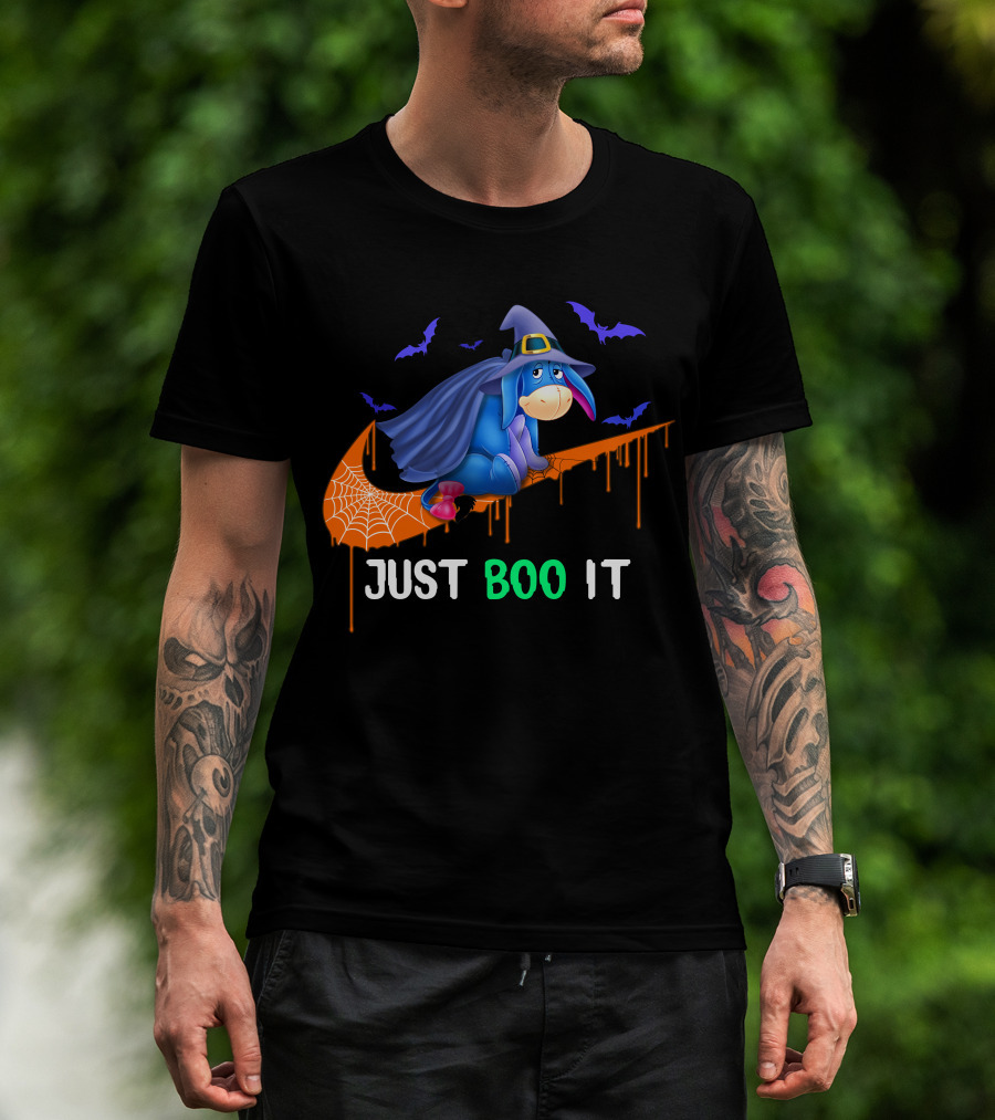 Just Boo It Eeyore Nike Witch Halloween Bats Cobweb T-Shirt