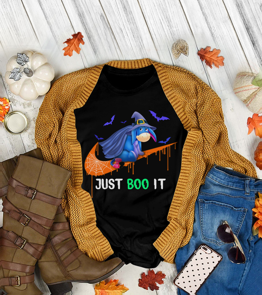 Just Boo It Eeyore Nike Witch Halloween Bats Cobweb T-Shirt