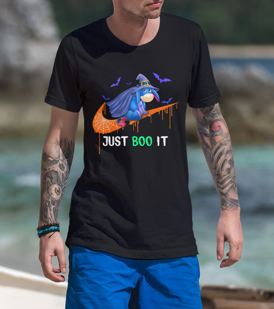 Just Boo It Eeyore Nike Witch Halloween Bats Cobweb T-Shirt