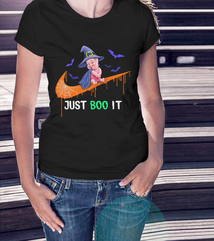 Just Boo It Piglet Halloween Witch Hat Nike Swoosh T-Shirt