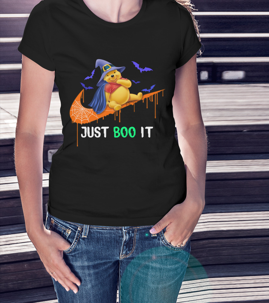 Just Boo It Pooh Halloween Creepy Bats Wizard Hat T-Shirt