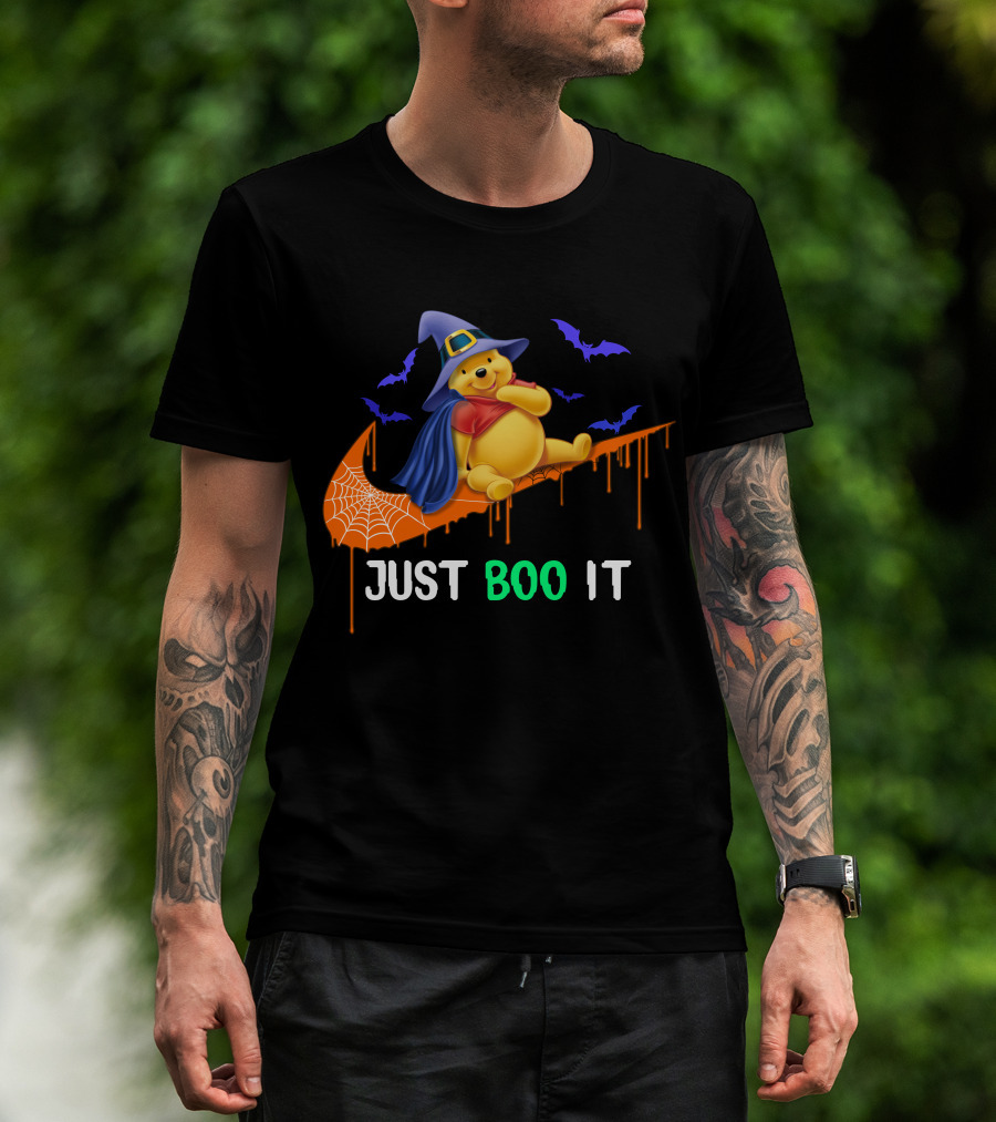 Just Boo It Pooh Halloween Creepy Bats Wizard Hat T-Shirt