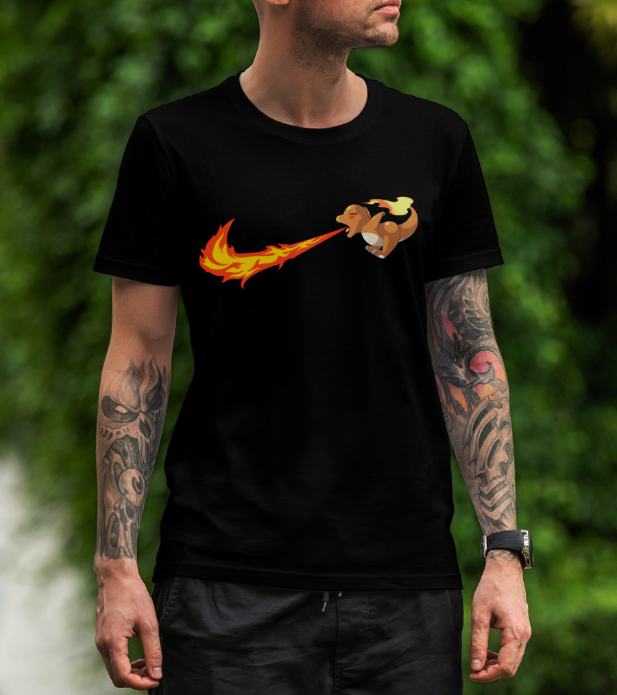Charmander Fire-Breathing Nike-Inspired Flame T-Shirt