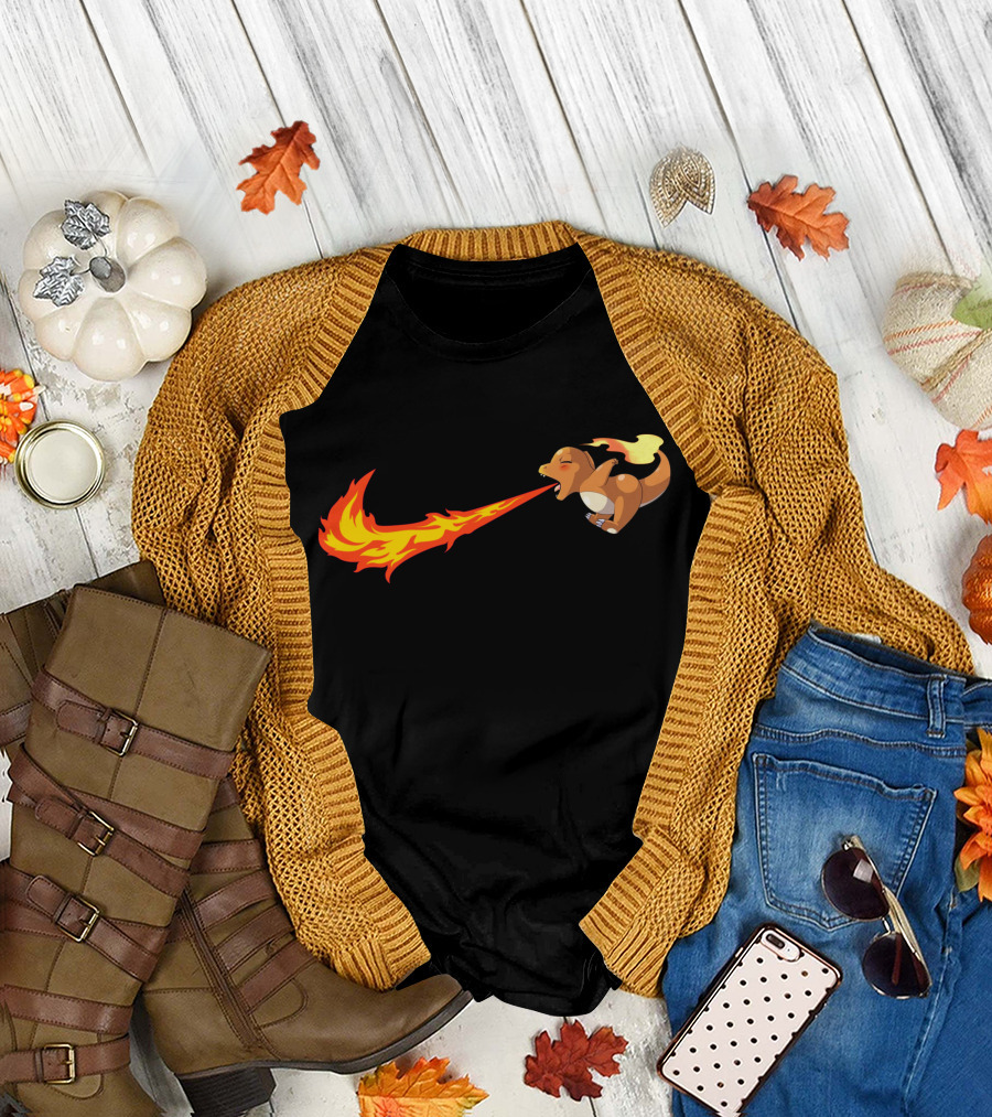 Charmander Fire-Breathing Nike-Inspired Flame T-Shirt
