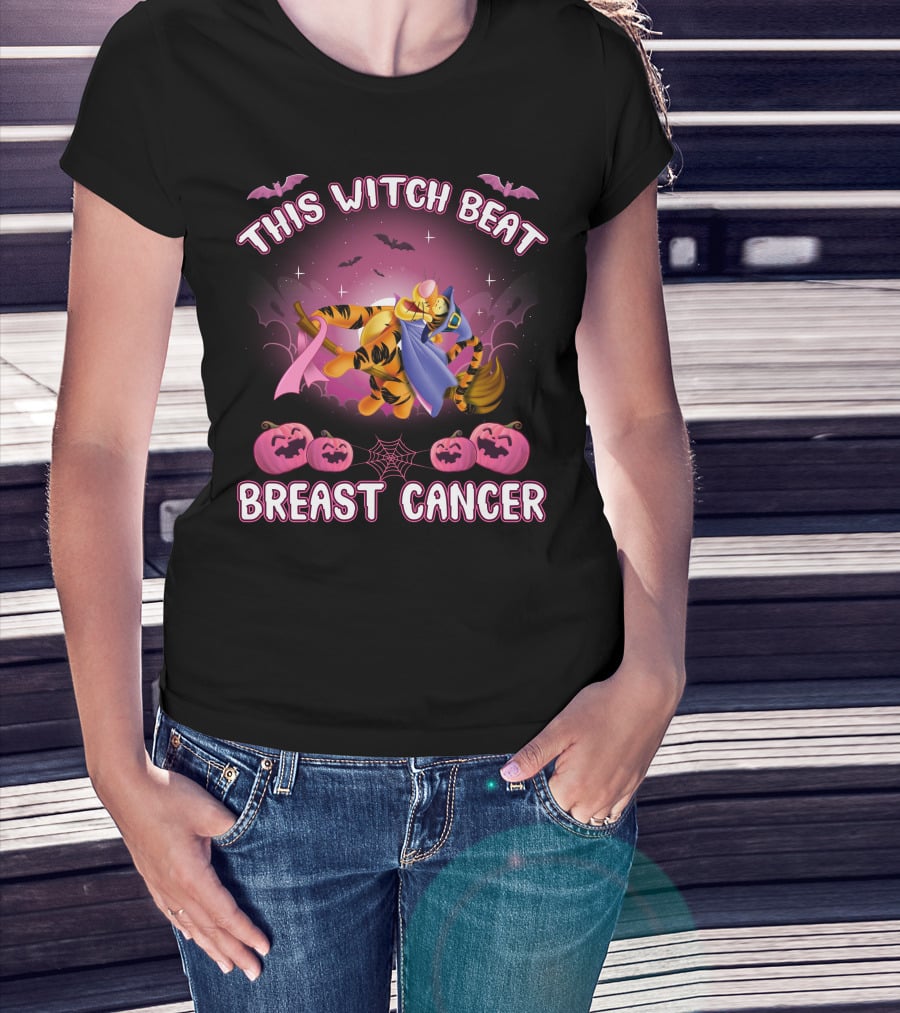 This Witch Beat Breast Cancer Tigger Halloween T-Shirt