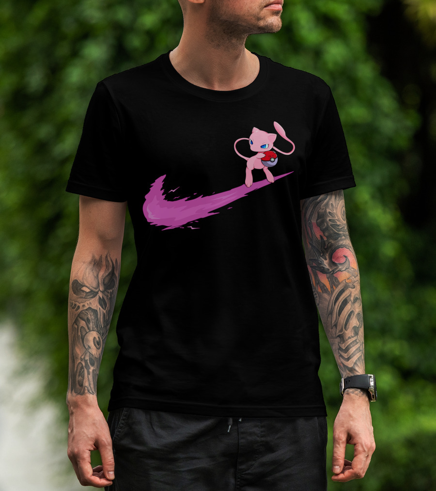 Mew Pokemon Nike Swoosh Pokeball Crossover T-Shirt