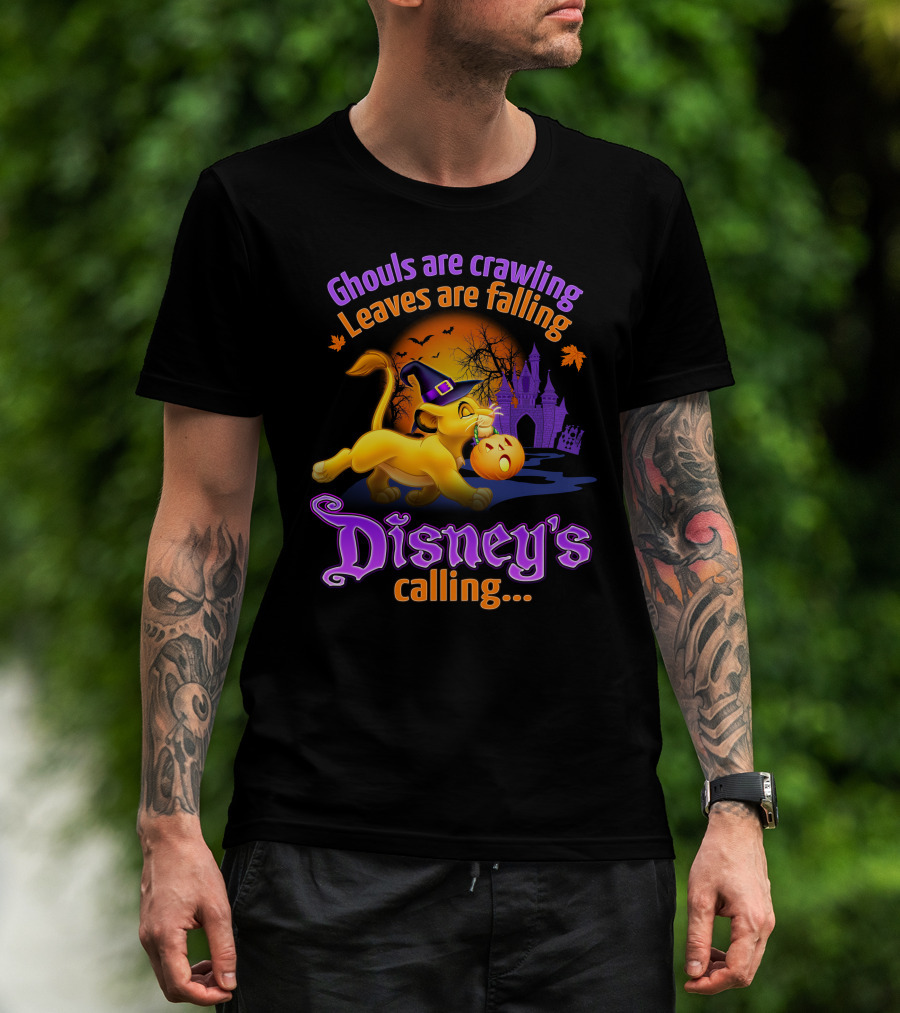 Ghouls Are Crawling Leaves Are Falling Disney's Calling Simba Halloween Scene T-Shirt
