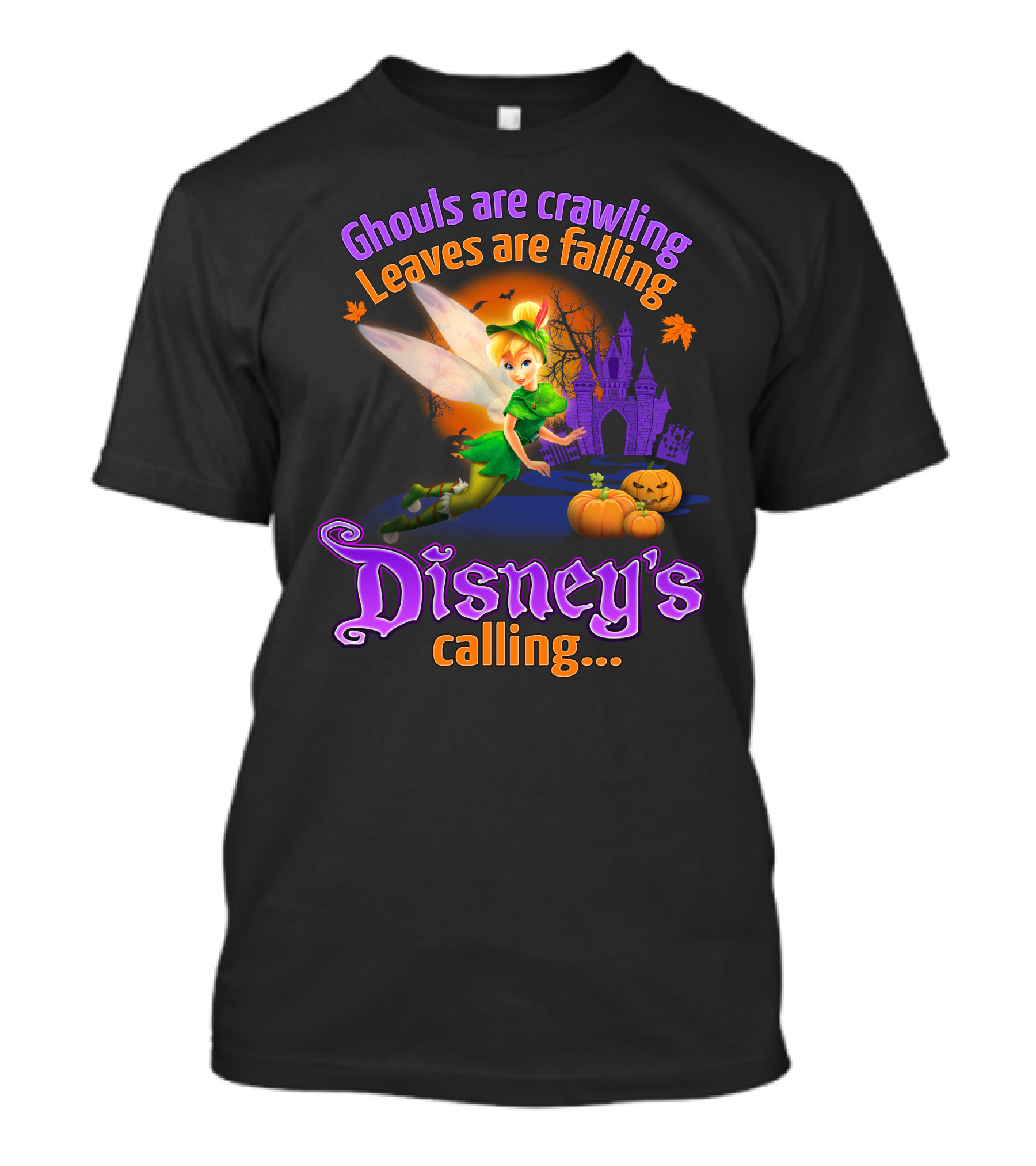 Ghouls Are Crawling Leaves Are Falling Disney's Calling Tinker Bell Halloween Theme T-Shirt