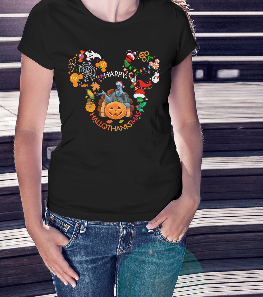 Happy Hallothanksmas Hades Disney Halloween Thanksgiving Christmas Icons T-Shirt