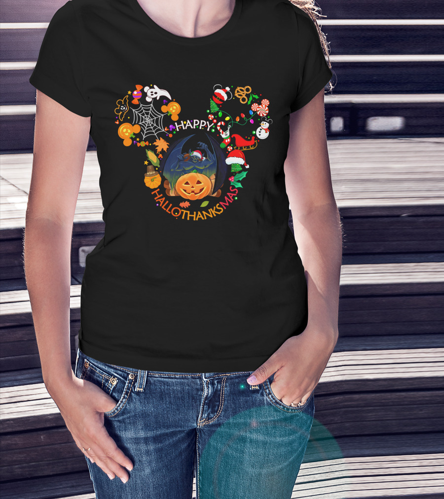 Happy Hallothanksmas Chernabog Halloween Christmas Thanksgiving T-Shirt