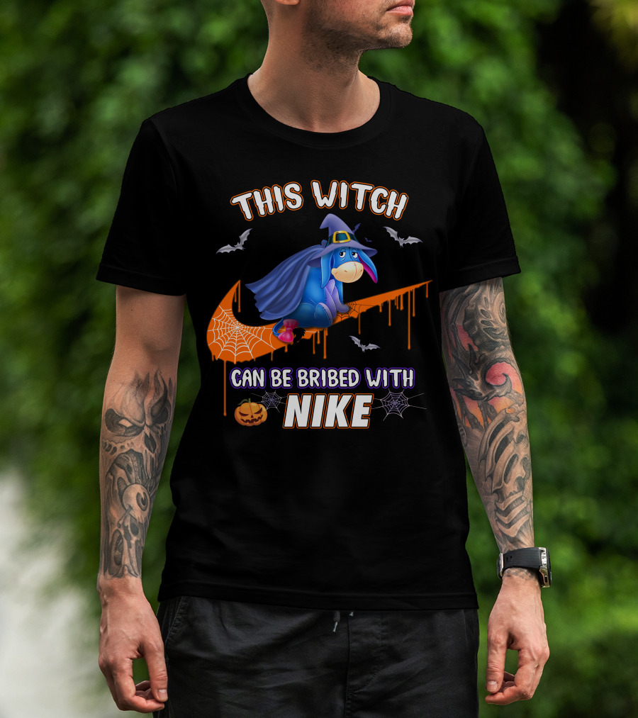 This Witch Can Be Bribed With Nike Eeyore Halloween Bats Pumpkins T-Shirt