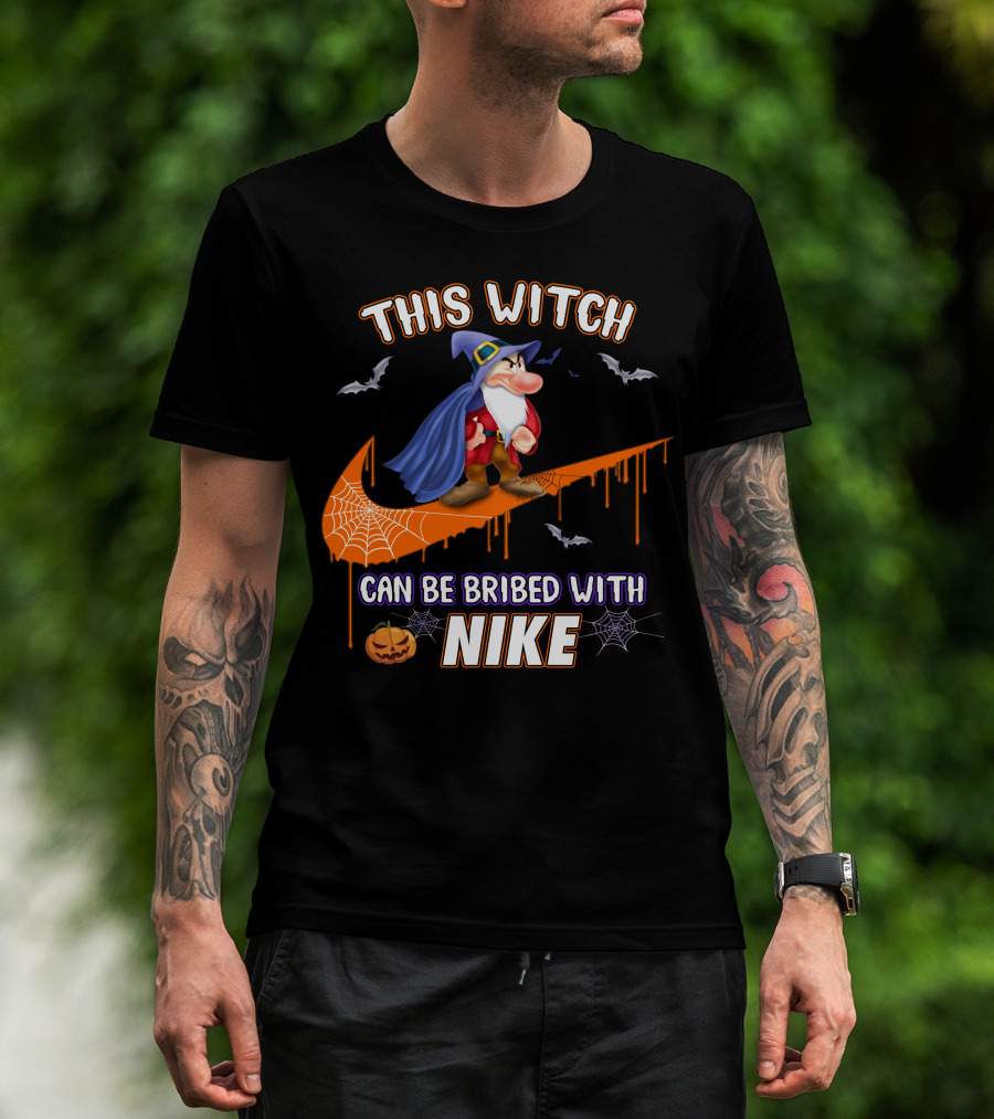 This Witch Can Be Bribed With Nike Wizard Pumpkin Bat Halloween T-Shirt