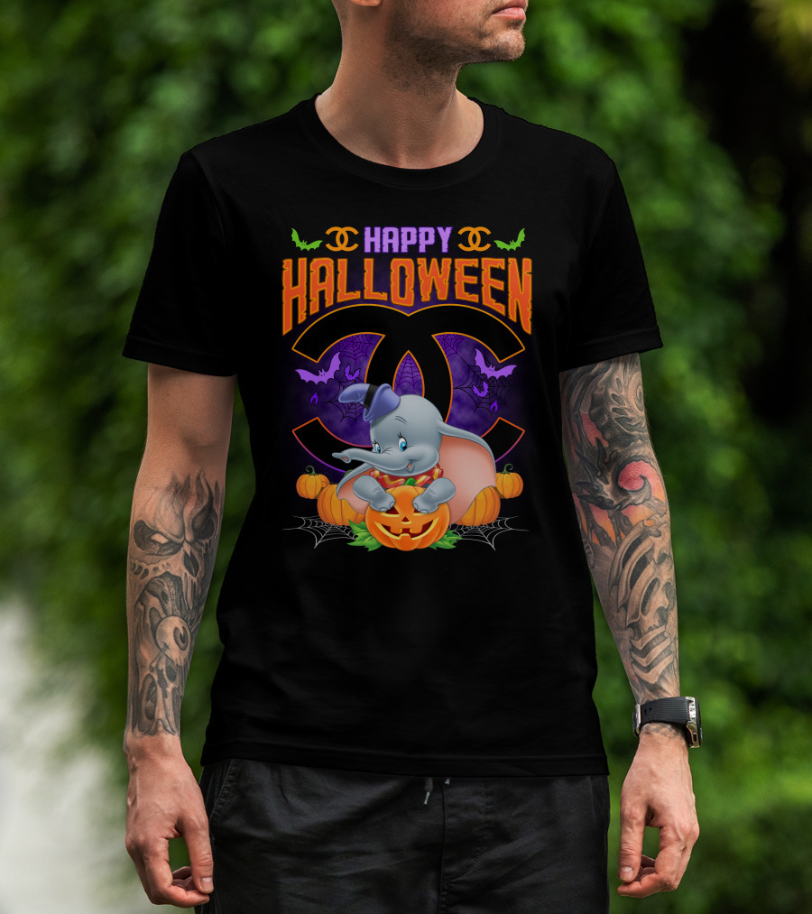 Dumbo Happy Halloween Pumpkins And Bats T-Shirt