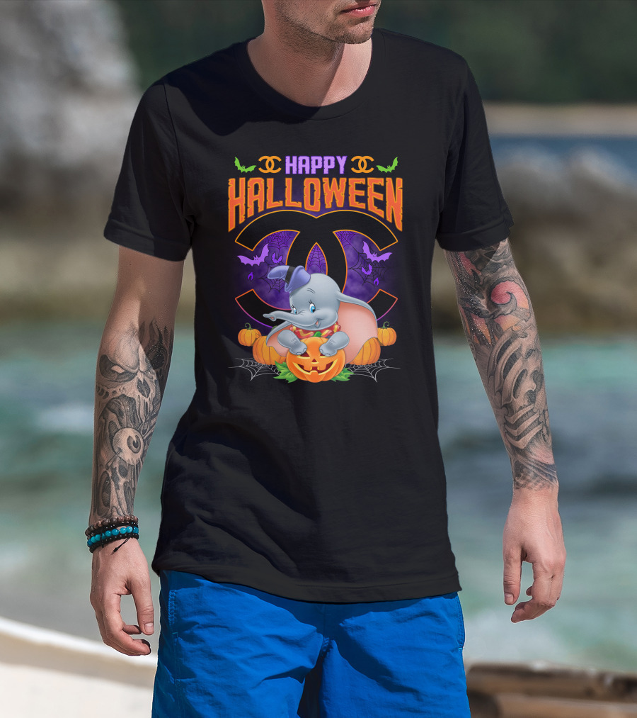 Dumbo Happy Halloween Pumpkins And Bats T-Shirt
