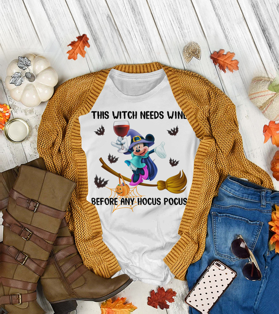 This Witch Needs Wine Before Any Hocus Pocus Minnie T-Shirt