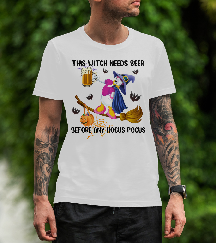 This Witch Needs Beer Before Any Hocus Pocus Daisy T-Shirt