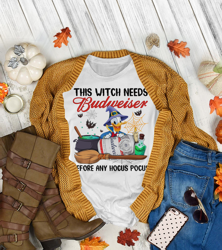 This Witch Needs Budweiser Before Any Hocus Pocus T-Shirt