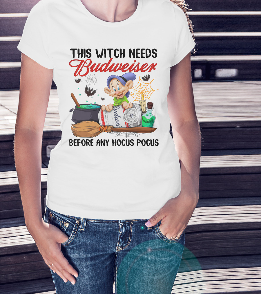 This Witch Needs Budweiser Dopey Before Any Hocus Pocus T-Shirt