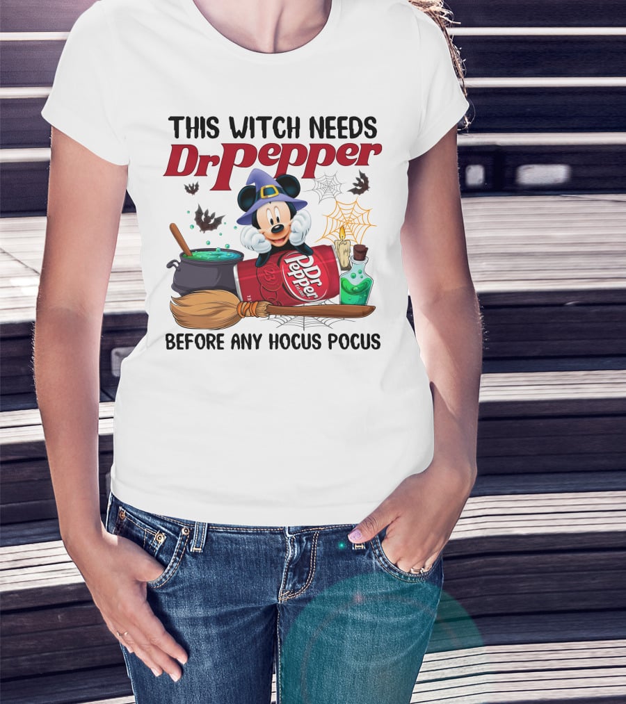 This Witch Needs Dr Pepper Before Any Hocus Pocus Mickey Mouse T-Shirt