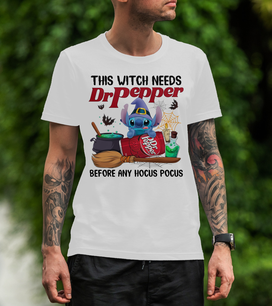 This Witch Needs Dr Pepper Before Any Hocus Pocus Stitch T-Shirt