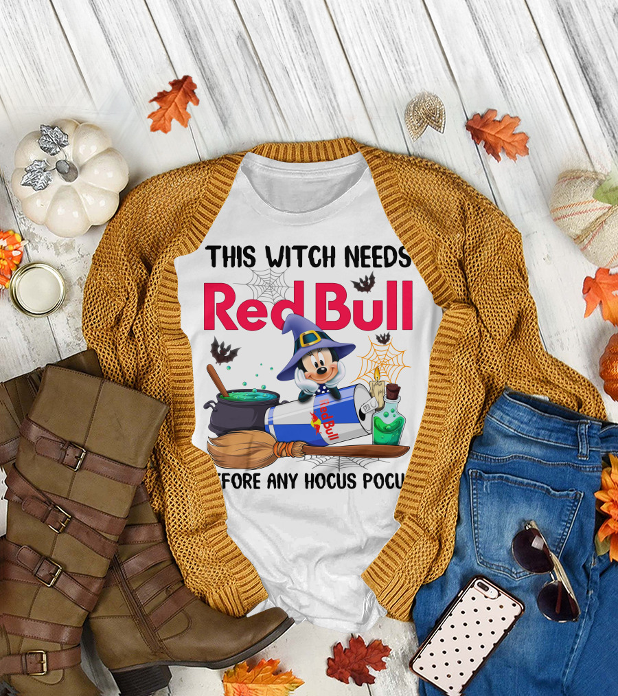 This Witch Needs Red Bull Before Any Hocus Pocus Minnie Mouse Halloween T-Shirt