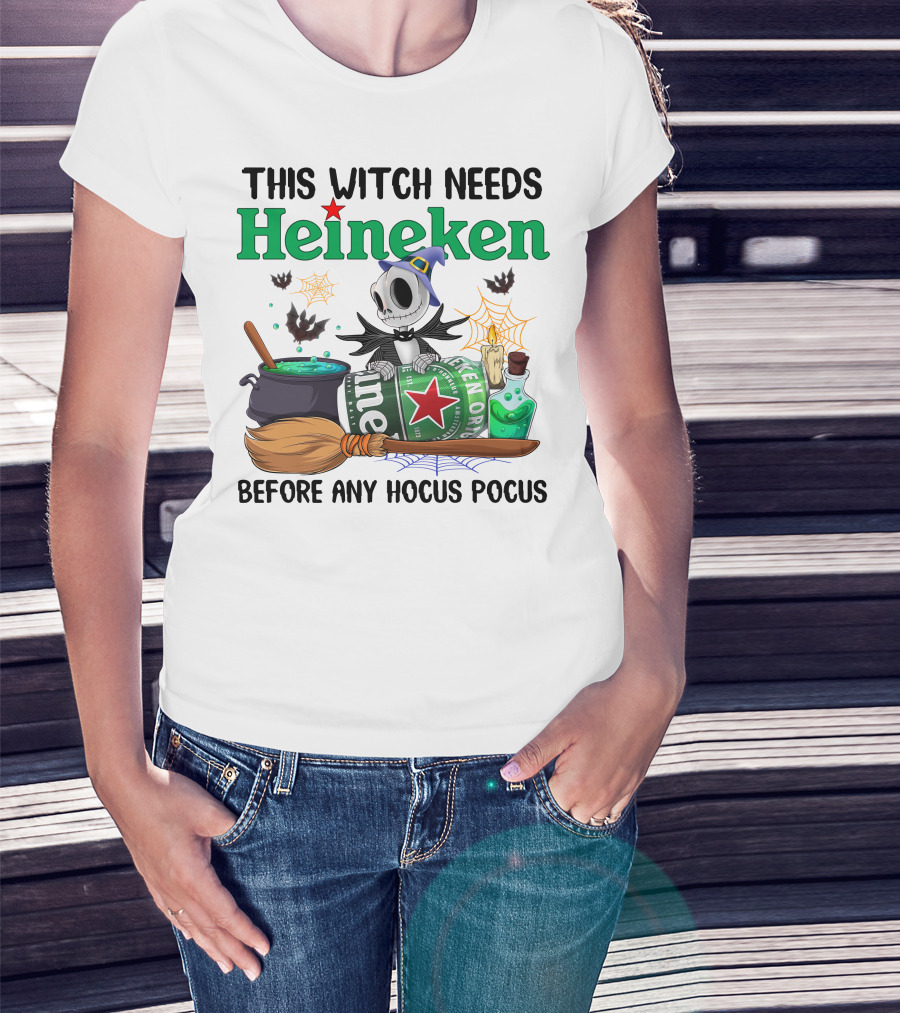 This Witch Needs Heineken Before Any Hocus Pocus Jack Skellington T-Shirt