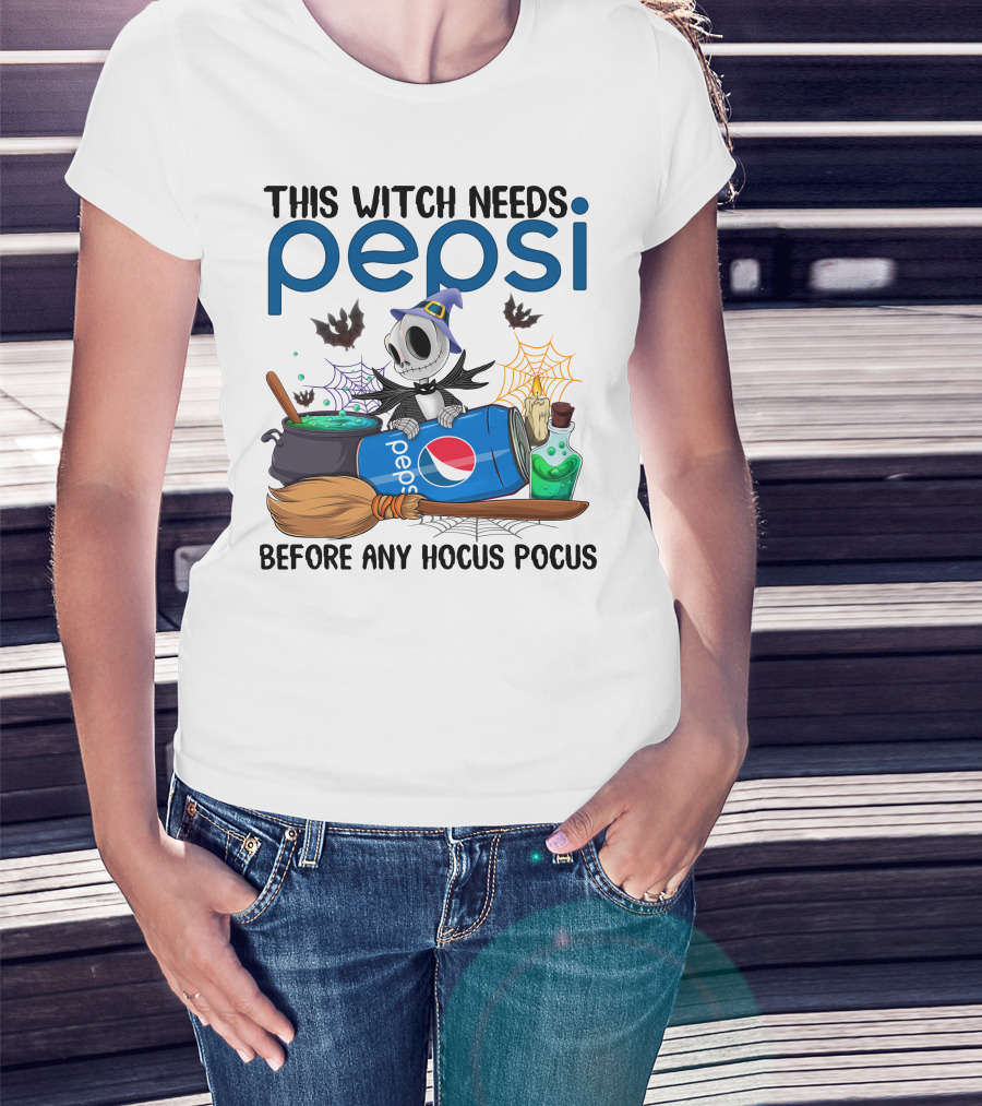 This Witch Needs Pepsi Before Any Hocus Pocus Jack Skellington T-Shirt