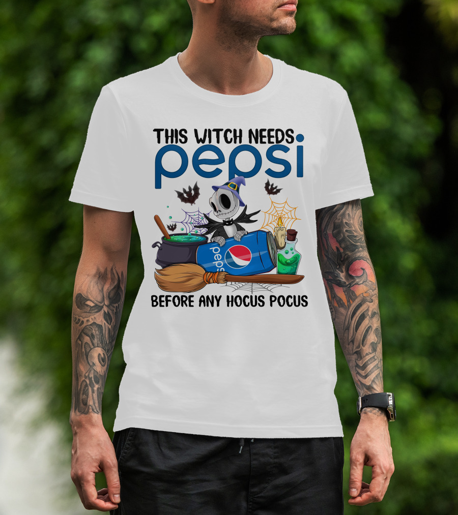 This Witch Needs Pepsi Before Any Hocus Pocus Jack Skellington T-Shirt