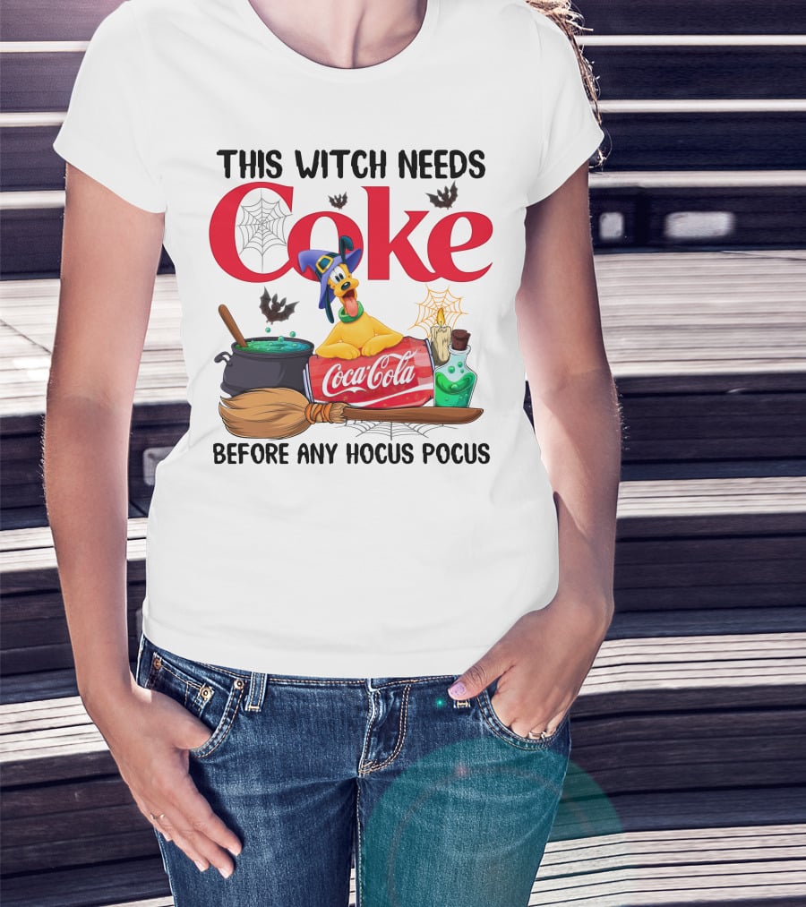This Witch Needs Coke Pluto Coca-Cola Halloween Theme Before Any Hocus Pocus T-Shirt