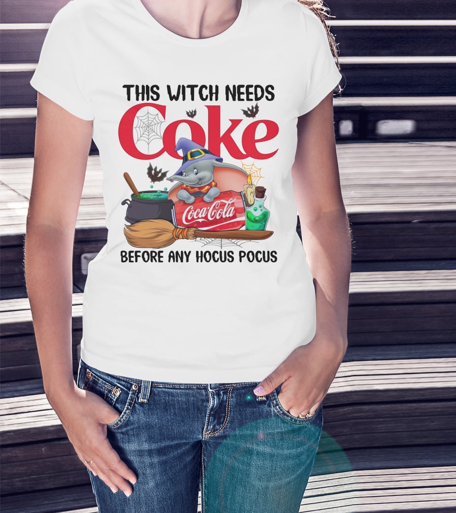 This Witch Needs Coke Before Any Hocus Pocus Coca-Cola Dumbo Halloween T-Shirt