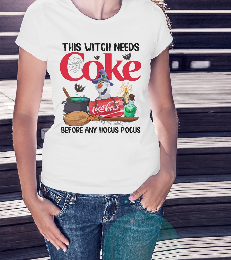 This Witch Needs Coke Before Any Hocus Pocus Coca-Cola Olaf Halloween T-Shirt