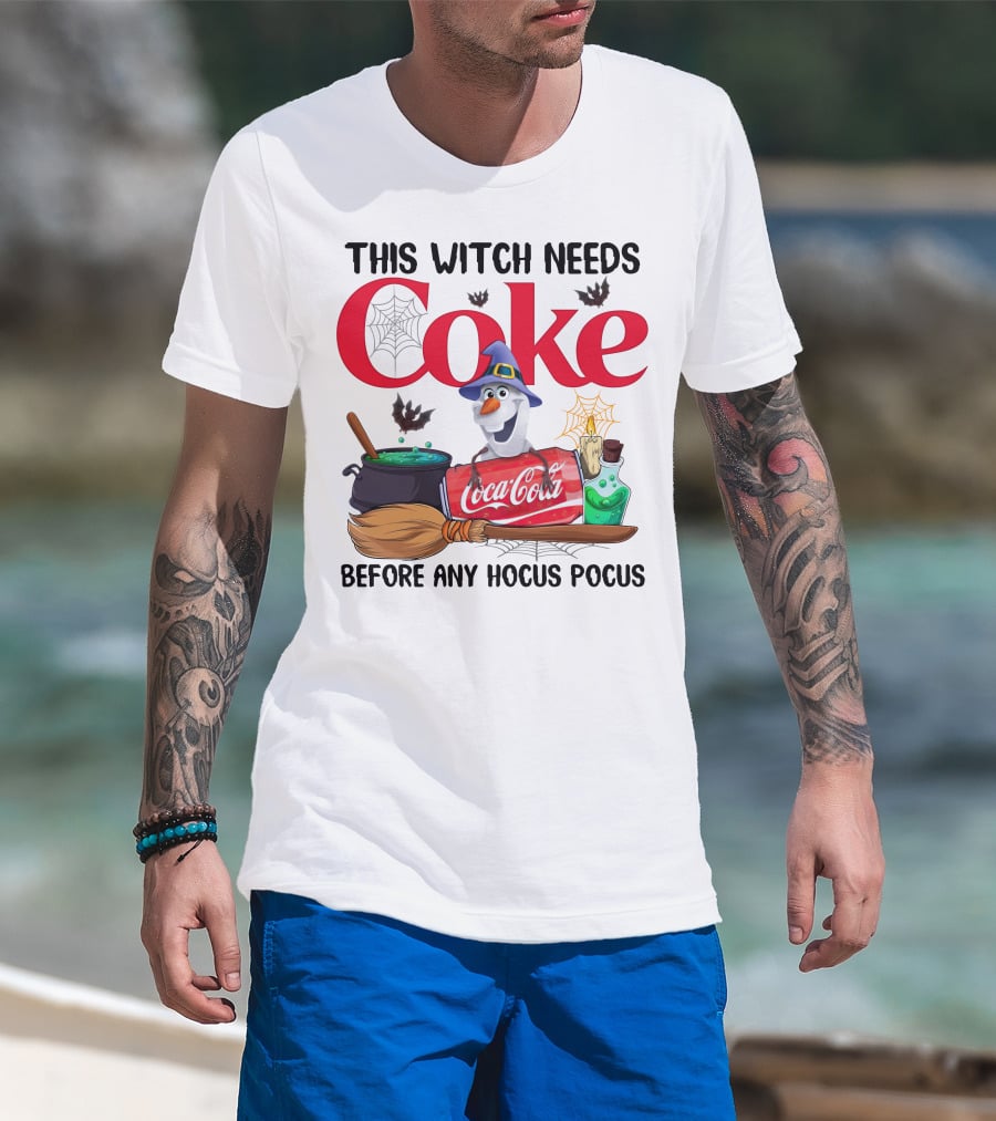 This Witch Needs Coke Before Any Hocus Pocus Coca-Cola Olaf Halloween T-Shirt