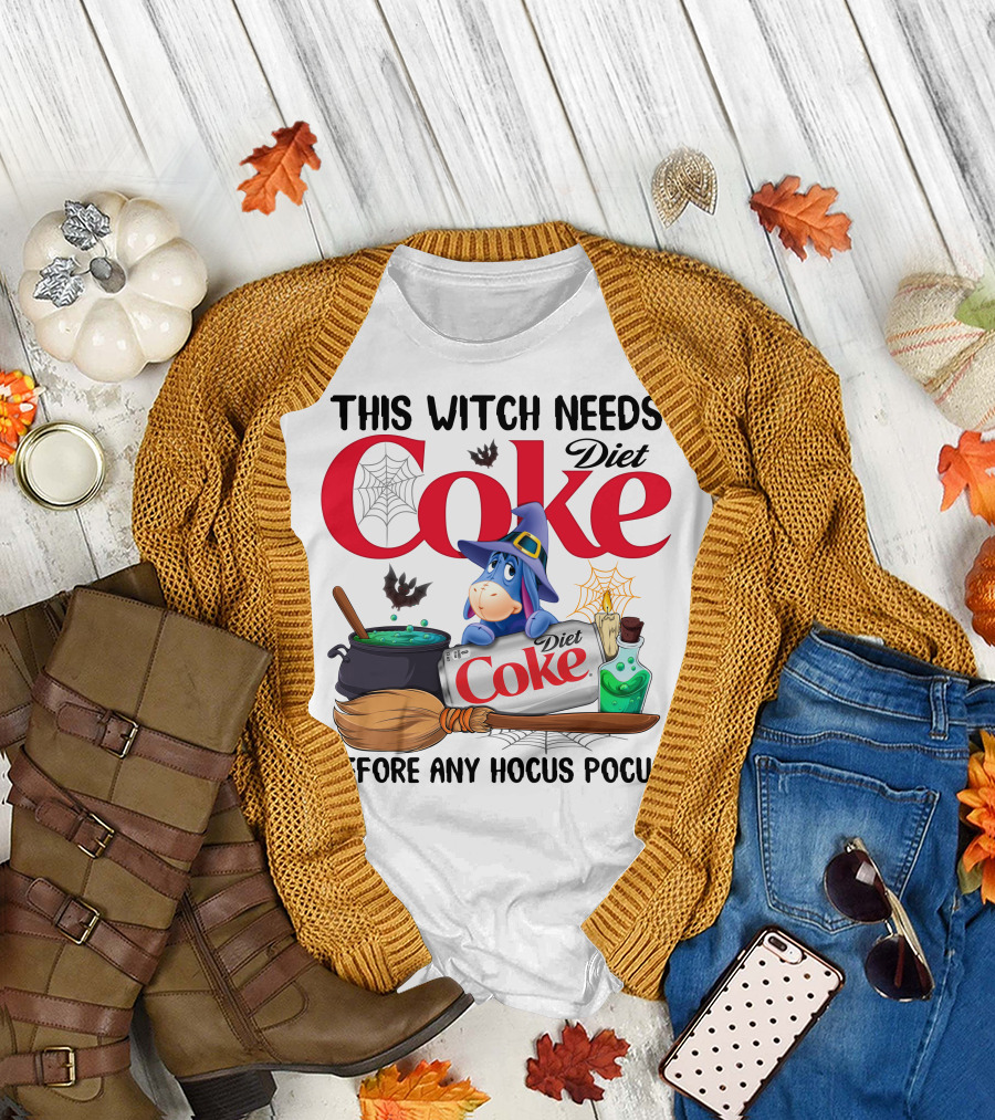 This Witch Needs Diet Coke Eeyore Before Any Hocus Pocus T-Shirt