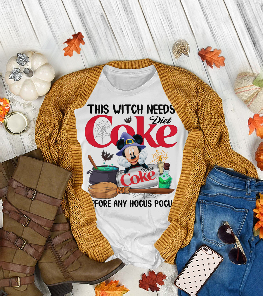 This Witch Needs Diet Coke Before Any Hocus Pocus Mickey Halloween Magic T-Shirt