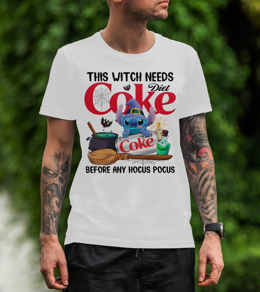 This Witch Needs Diet Coke And Stitch Before Any Hocus Pocus T-Shirt