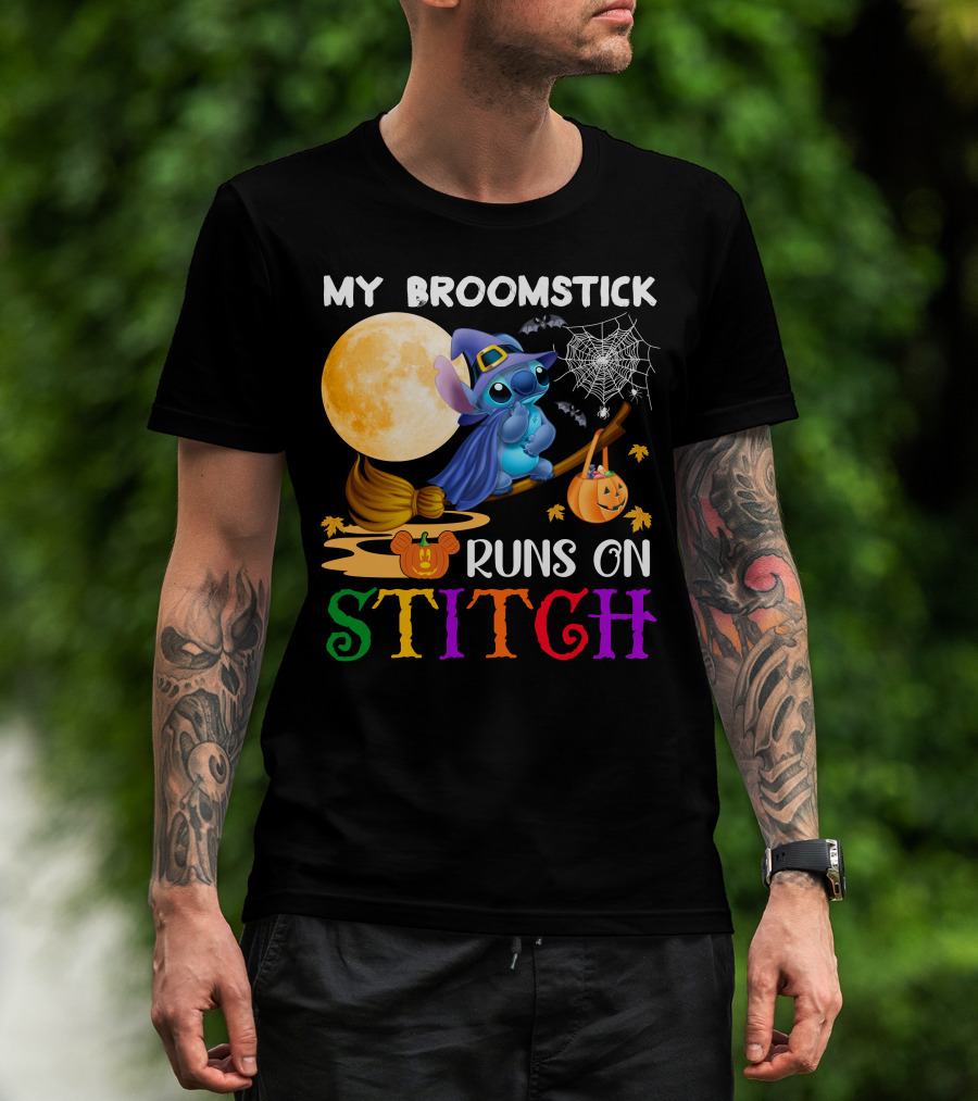 My Broomstick Runs On Stitch T-Shirt
