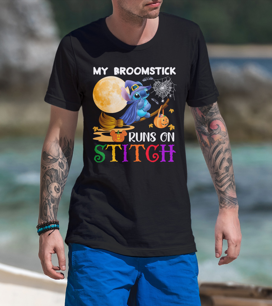 My Broomstick Runs On Stitch T-Shirt