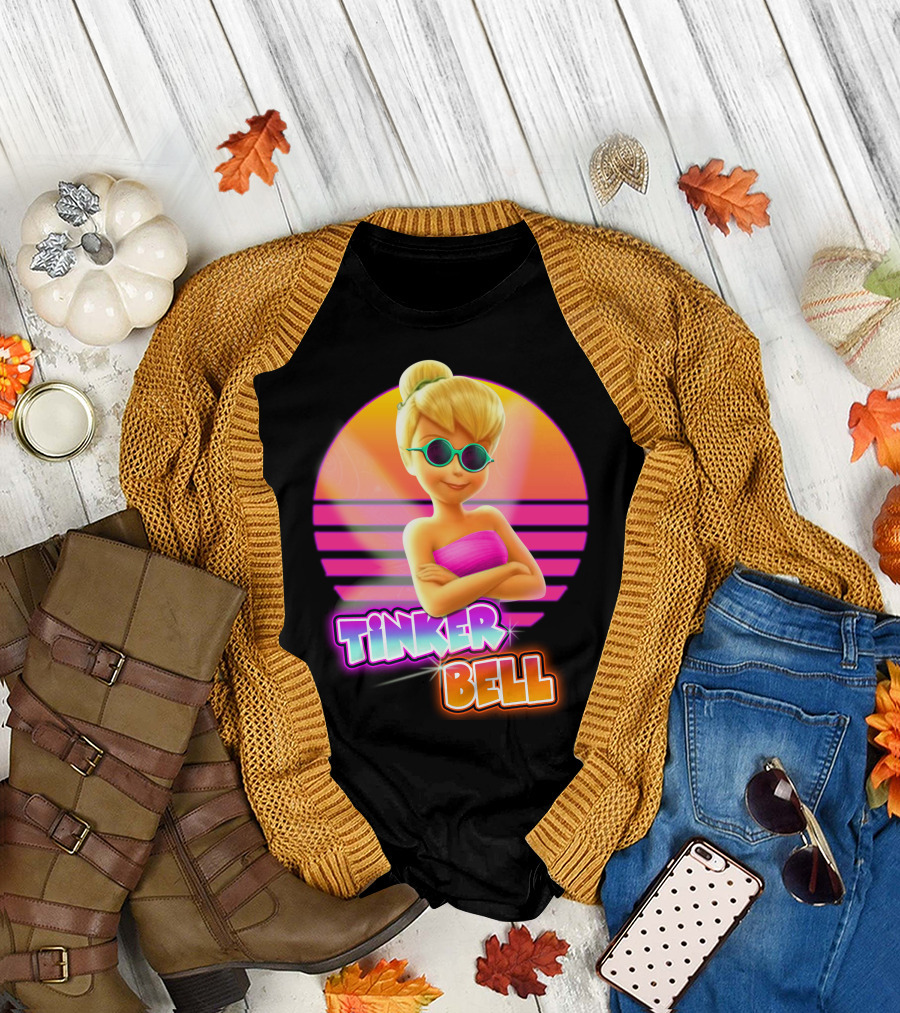 Tinker Bell Retro Sunset Style Cool Sunglasses T-Shirt