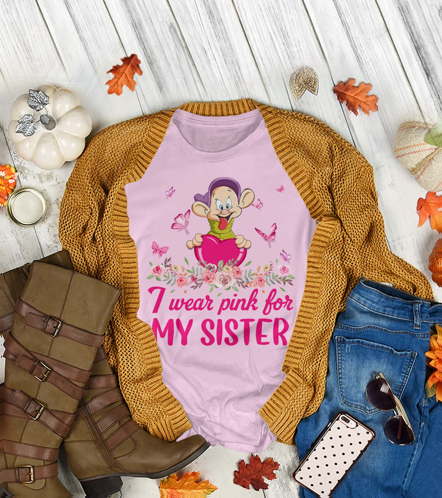 I Wear Pink For My Sister Dopey Seven Dwarfs T-Shirt