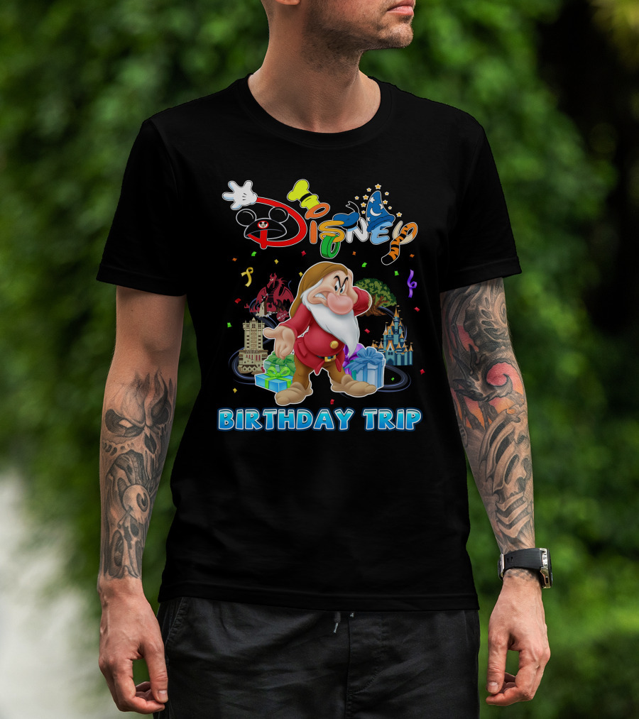 Grumpy Disney Birthday Trip With Mickey Mouse And Castle T-Shirt