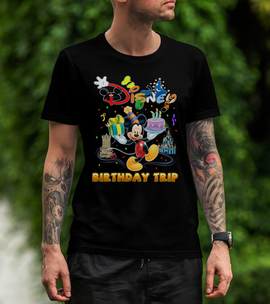 Mickey Disney Birthday Trip Celebration With Cake And Presents T-Shirt
