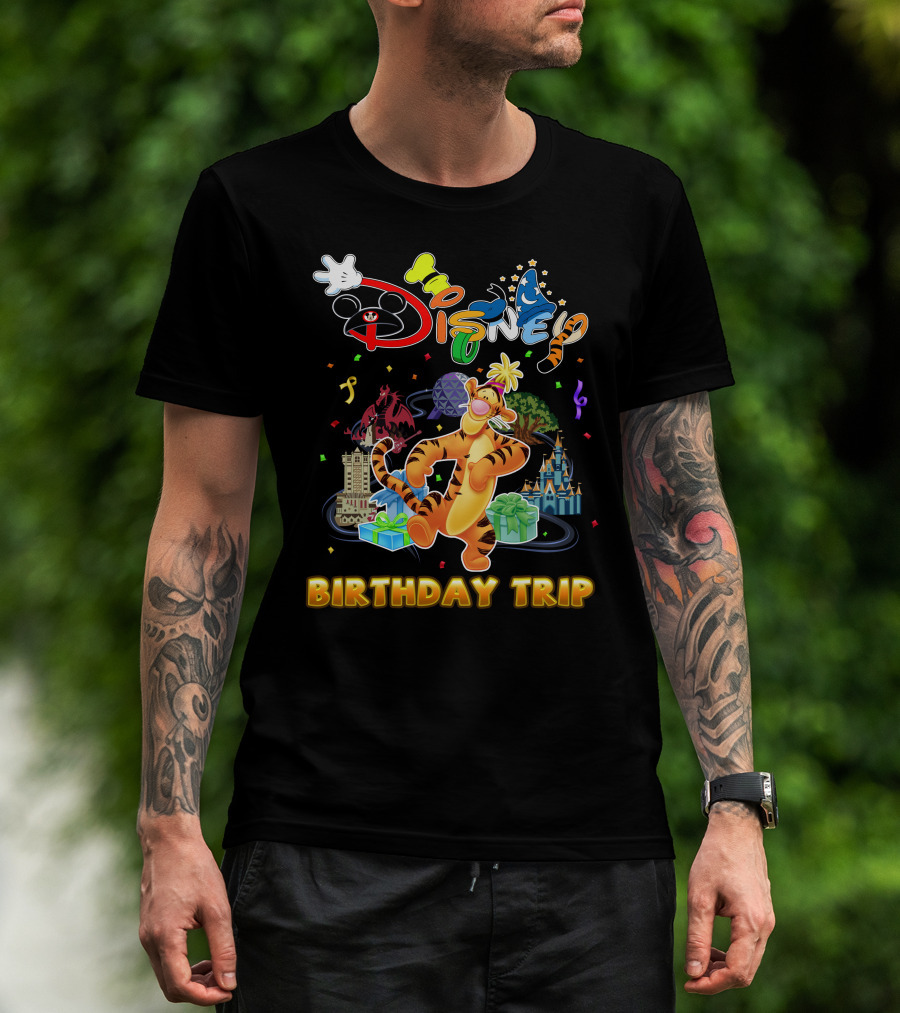 Disney Tigger Birthday Trip Celebration Mickey Ears Epcot Castle Gifts T-Shirt