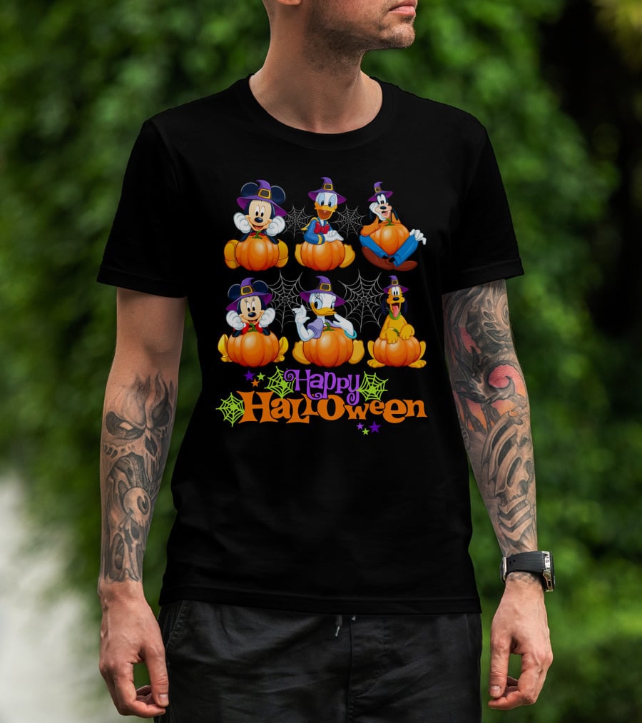 Happy Halloween Mickey Donald Goofy Pumpkins T-Shirt