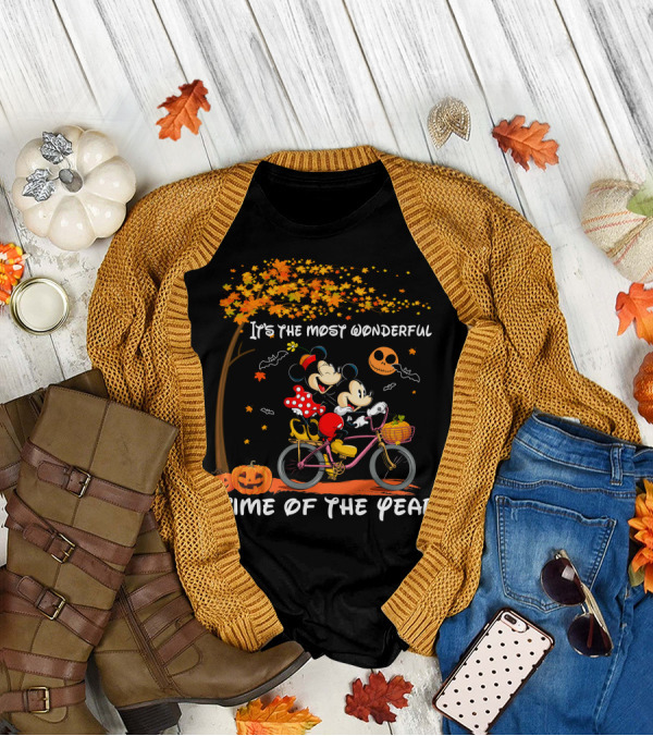 It's The Most Wonderful Time Of The Year Mickey And Minnie Halloween Cycling Adventure T-Shirt