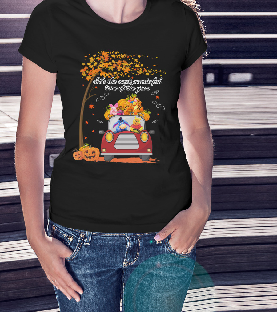 It's The Most Wonderful Time Of The Year Halloween Pumpkin Car With Characters T-Shirt