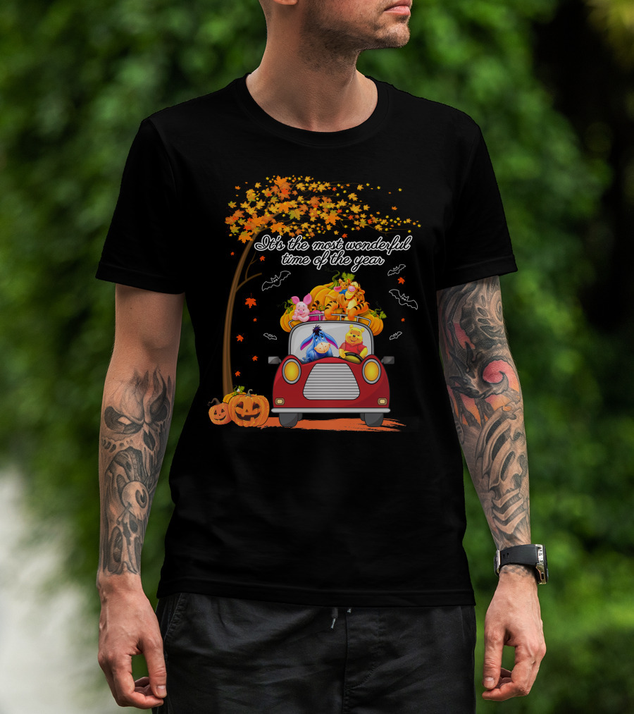 It's The Most Wonderful Time Of The Year Halloween Pumpkin Car With Characters T-Shirt